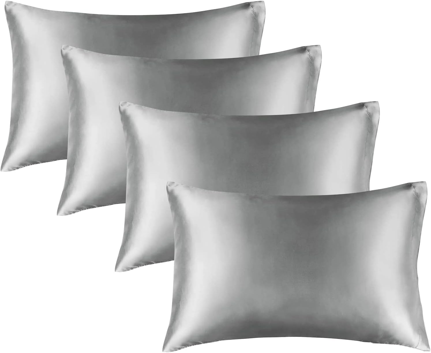 BEDELITE Satin Pillowcase for Hair and Skin, Super Soft and Cooling Similar to Silk Pillow Cases 2 Pack with Envelope Closure, Gift for Women Men(20"x30" Queen Size, Dark Grey)