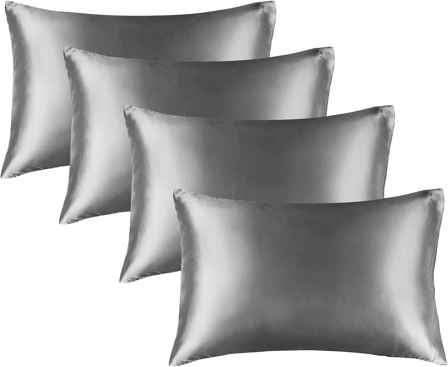 BEDELITE Satin Pillowcase for Hair and Skin, Super Soft and Cooling Similar to Silk Pillow Cases 2 Pack with Envelope Closure, Gift for Women Men(20"x30" Queen Size, Dark Grey)
