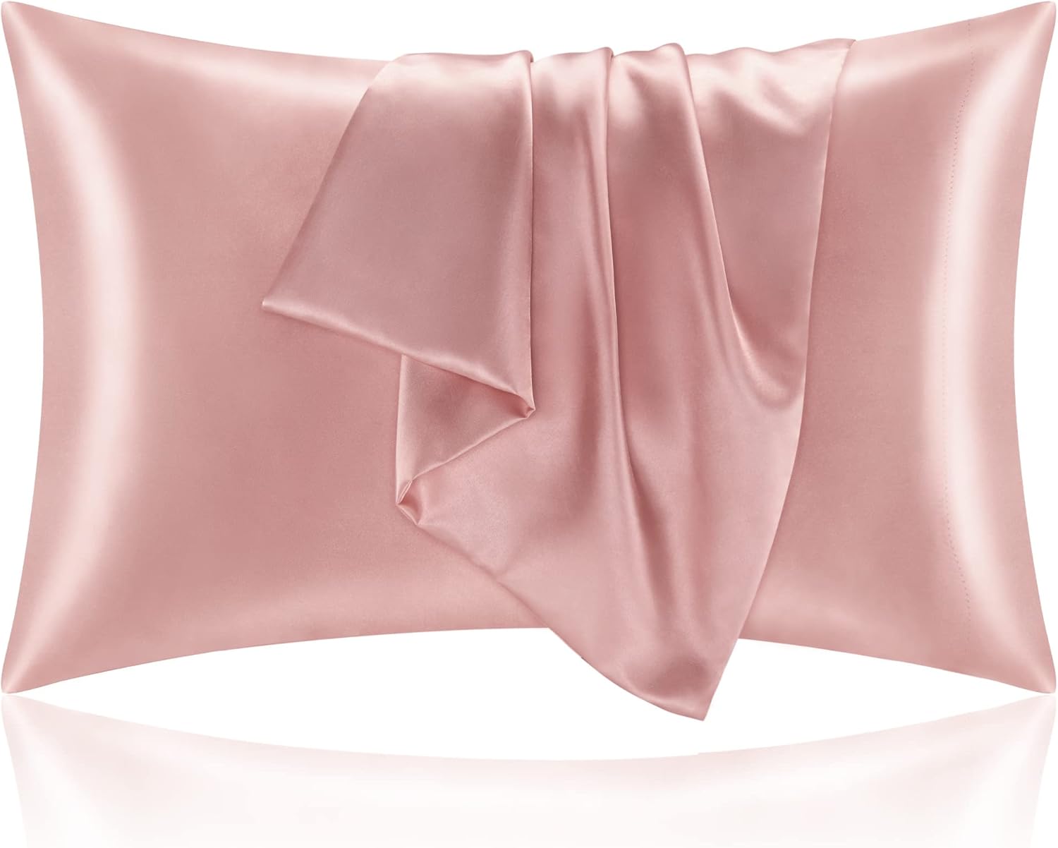 BEDELITE Satin Pillowcase for Hair and Skin, Super Soft and Cooling Similar to Silk Pillow Cases 2 Pack with Envelope Closure, Gift for Women Men(20"x30" Queen Size, Dark Grey)