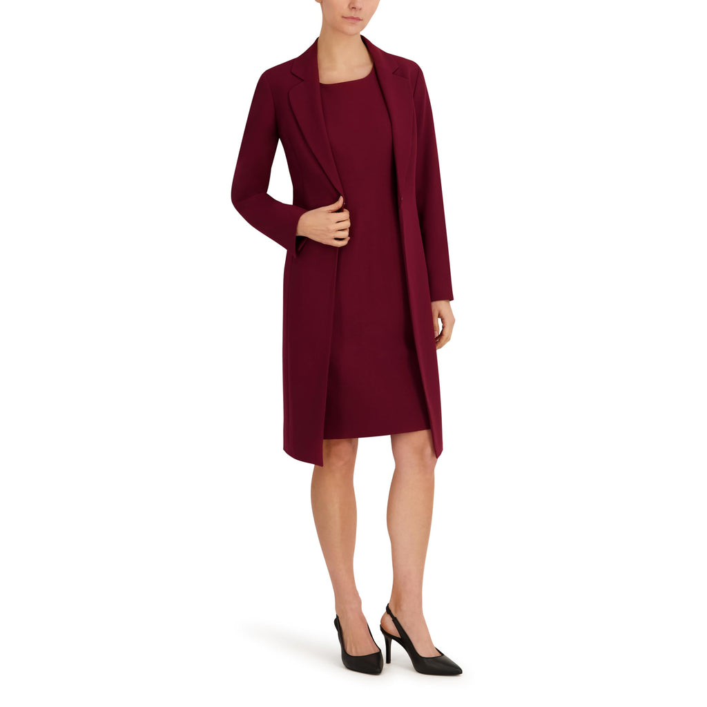 Le Suit Women's Long Coat & Basic Sheath Dress