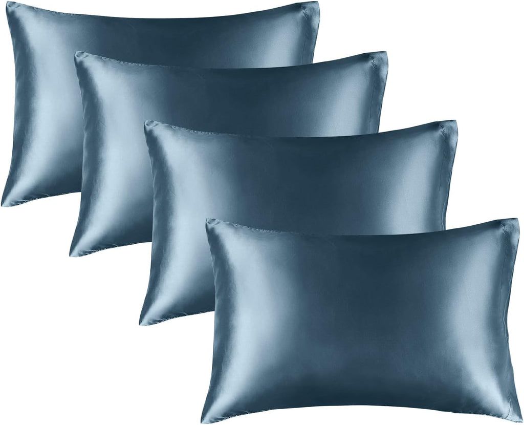 BEDELITE Satin Pillowcase for Hair and Skin, Super Soft and Cooling Similar to Silk Pillow Cases 2 Pack with Envelope Closure, Gift for Women Men(20"x30" Queen Size, Dark Grey)