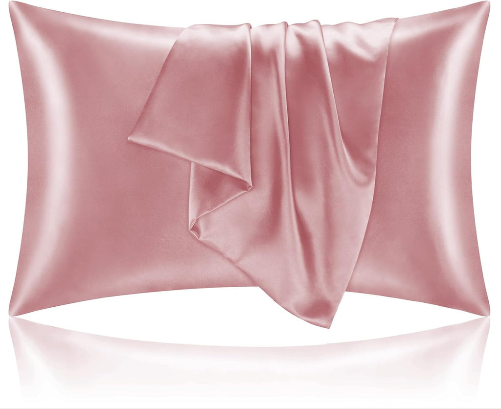 BEDELITE Satin Pillowcase for Hair and Skin, Super Soft and Cooling Similar to Silk Pillow Cases 2 Pack with Envelope Closure, Gift for Women Men(20"x30" Queen Size, Dark Grey)