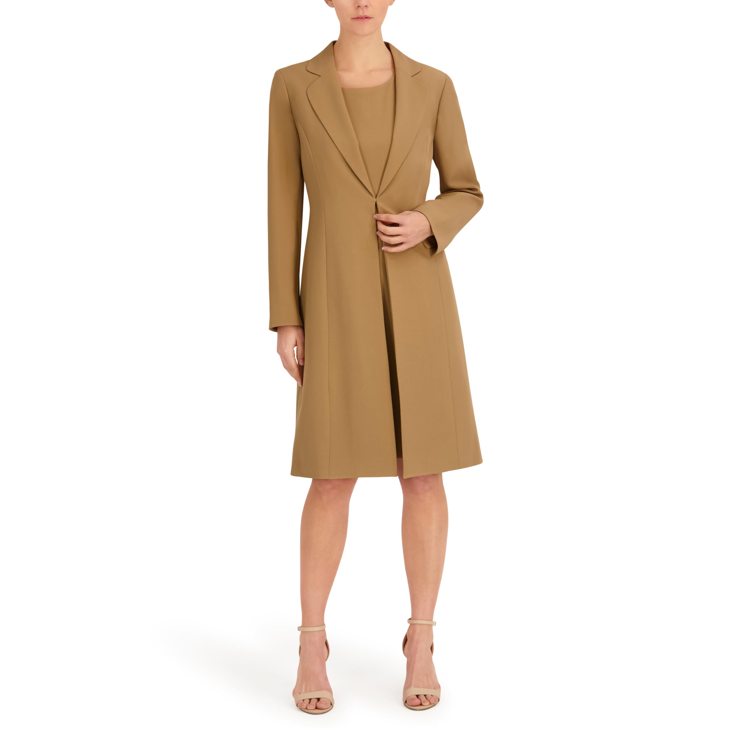 Le Suit Women's Long Coat & Basic Sheath Dress