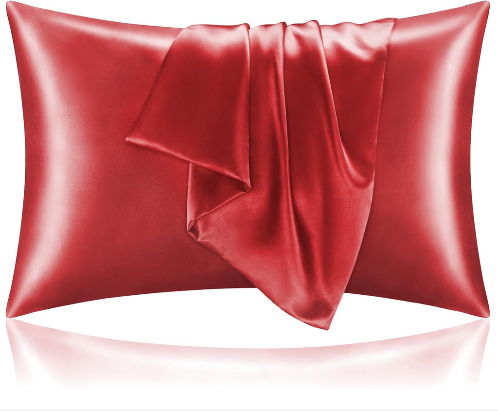 BEDELITE Satin Pillowcase for Hair and Skin, Super Soft and Cooling Similar to Silk Pillow Cases 2 Pack with Envelope Closure, Gift for Women Men(20"x30" Queen Size, Dark Grey)