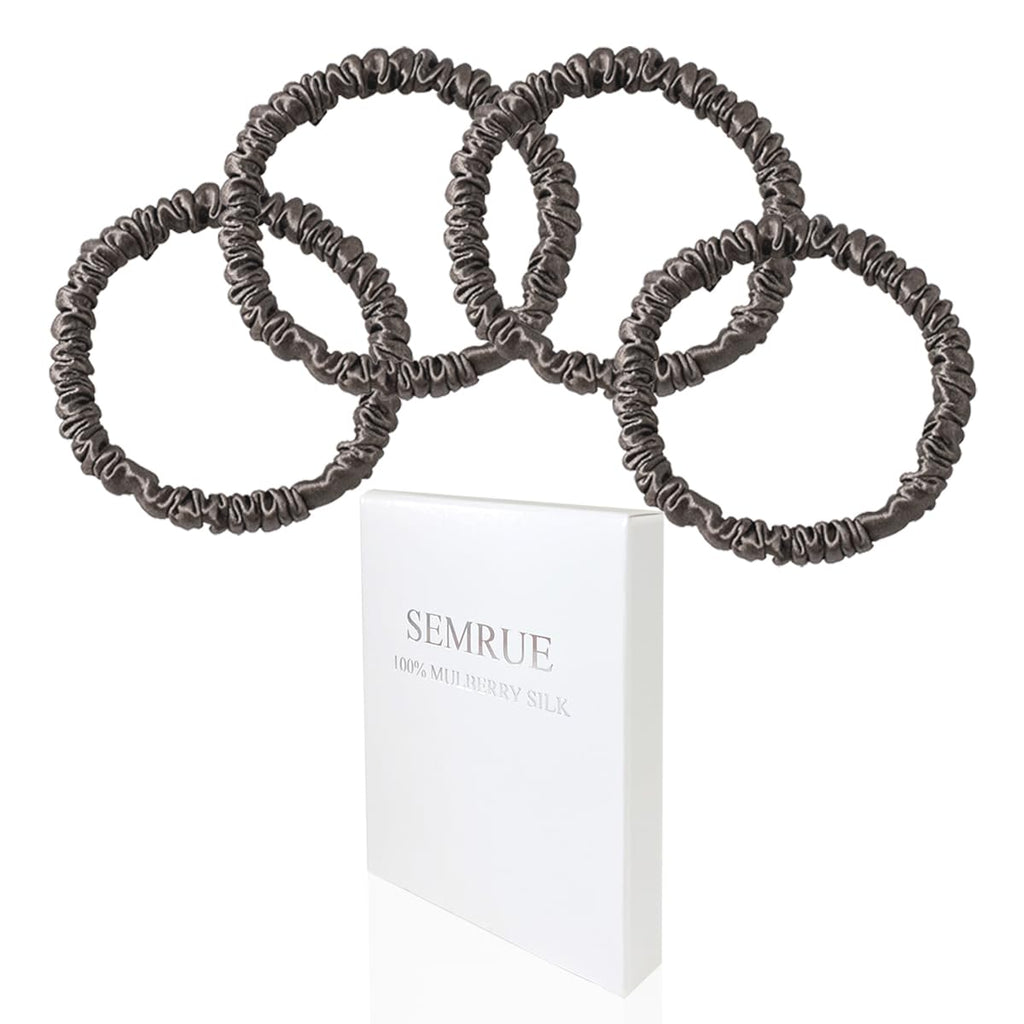 Mulberry Silk Hair Ties 4 PCS, 100% Pure 22 Momme Mulberry Silk Hair Scrunchies for Women Sleep, Elastics Hair Care No Damage, (Champagne Gold*4)