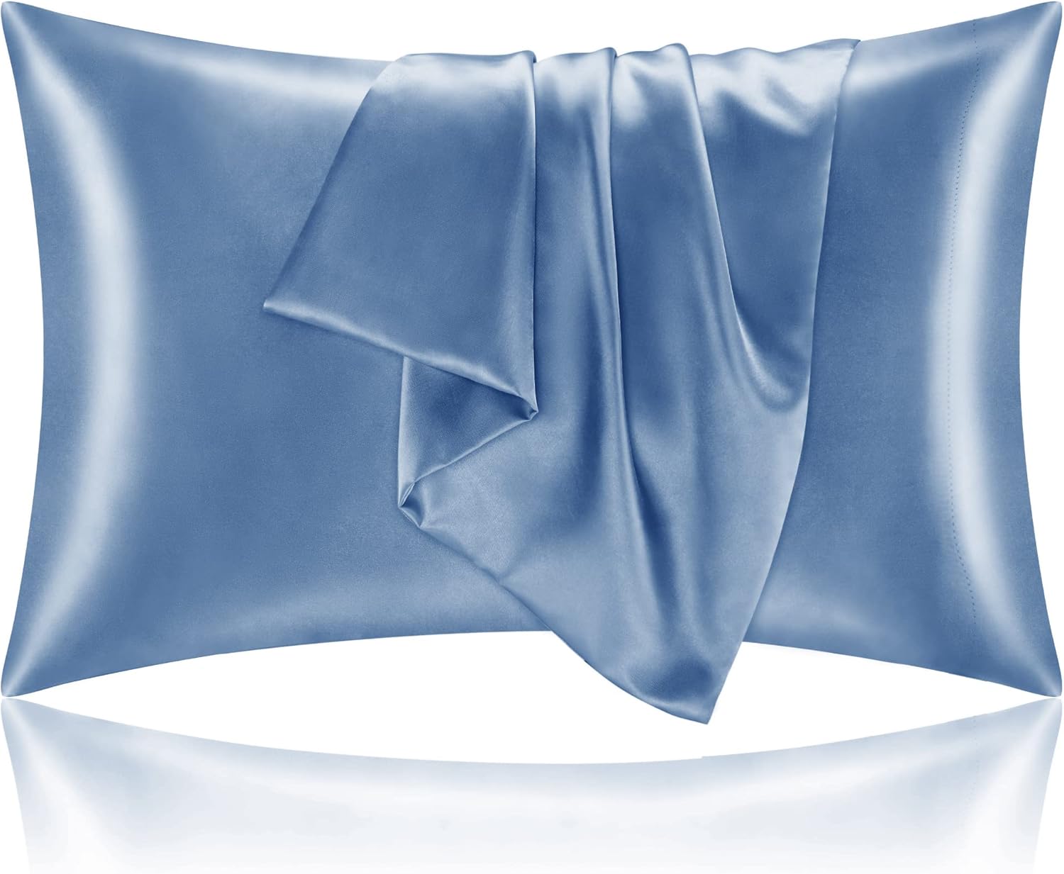 BEDELITE Satin Pillowcase for Hair and Skin, Super Soft and Cooling Similar to Silk Pillow Cases 2 Pack with Envelope Closure, Gift for Women Men(20"x30" Queen Size, Dark Grey)