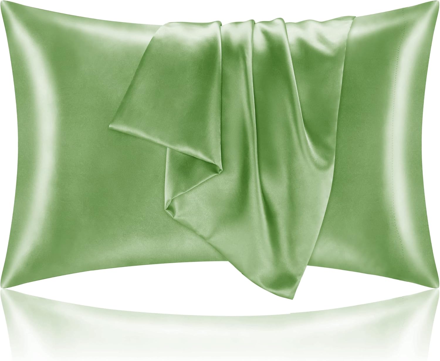 BEDELITE Satin Pillowcase for Hair and Skin, Super Soft and Cooling Similar to Silk Pillow Cases 2 Pack with Envelope Closure, Gift for Women Men(20"x30" Queen Size, Dark Grey)