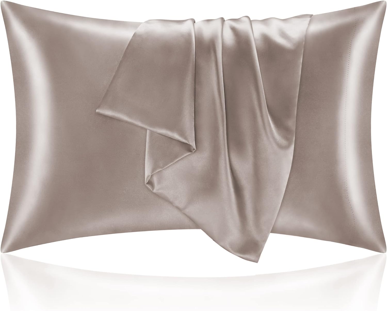 BEDELITE Satin Pillowcase for Hair and Skin, Super Soft and Cooling Similar to Silk Pillow Cases 2 Pack with Envelope Closure, Gift for Women Men(20"x30" Queen Size, Dark Grey)