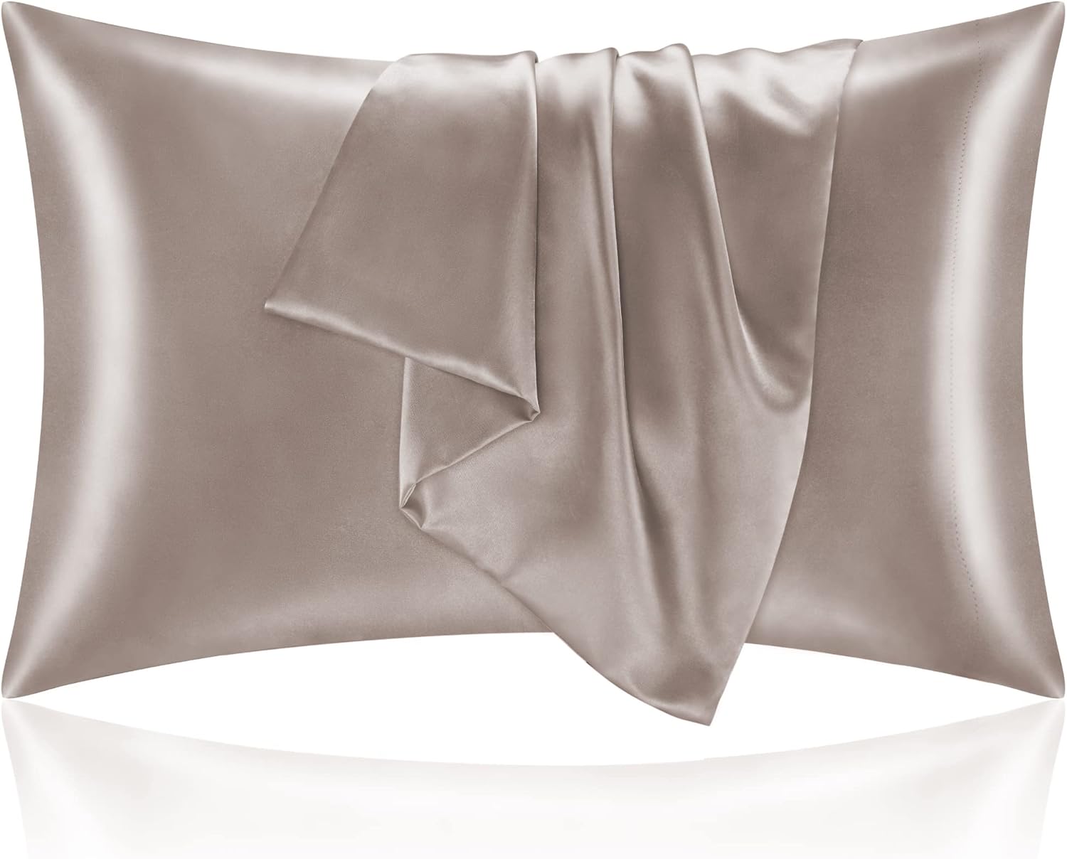 BEDELITE Satin Pillowcase for Hair and Skin, Super Soft and Cooling Similar to Silk Pillow Cases 2 Pack with Envelope Closure, Gift for Women Men(20"x30" Queen Size, Dark Grey)