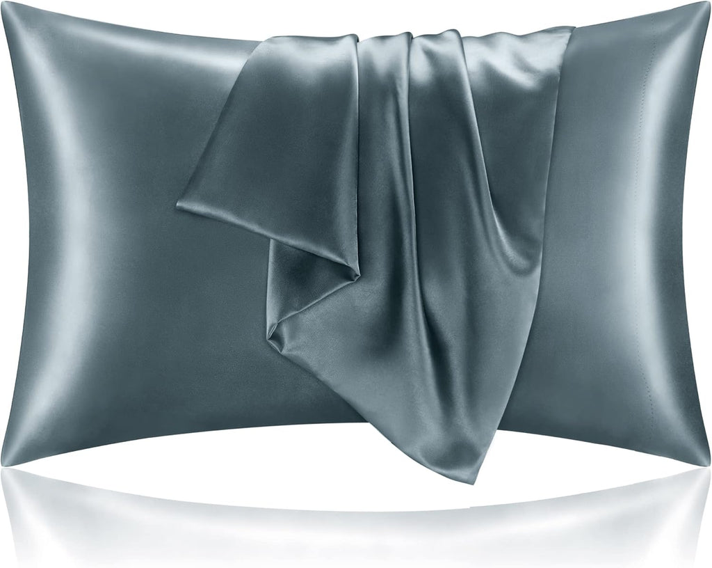 BEDELITE Satin Pillowcase for Hair and Skin, Super Soft and Cooling Similar to Silk Pillow Cases 2 Pack with Envelope Closure, Gift for Women Men(20"x30" Queen Size, Dark Grey)