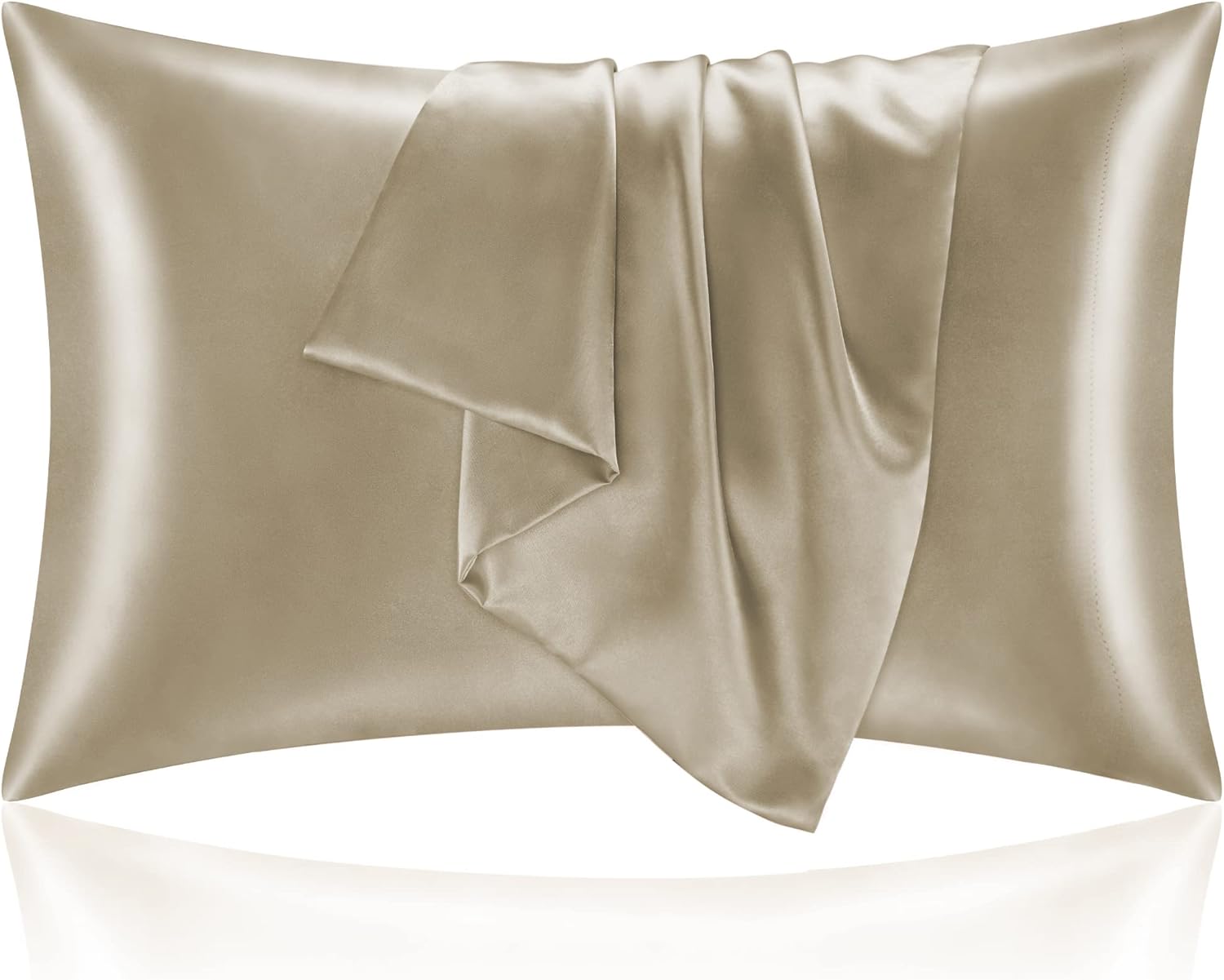 BEDELITE Satin Pillowcase for Hair and Skin, Super Soft and Cooling Similar to Silk Pillow Cases 2 Pack with Envelope Closure, Gift for Women Men(20"x30" Queen Size, Dark Grey)